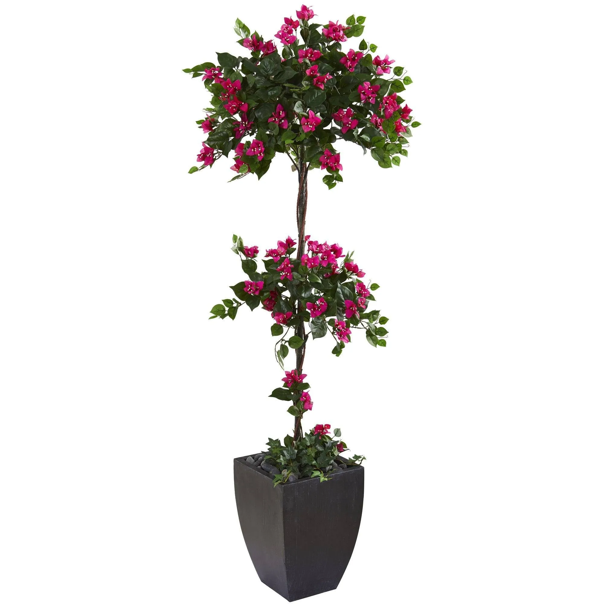 63” Bougainvillea Artificial Topiary Tree in Black Planter