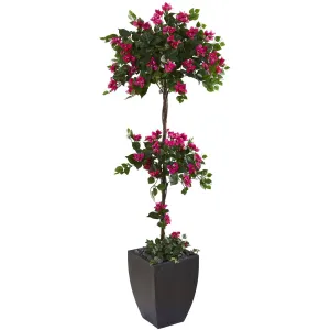 63” Bougainvillea Artificial Topiary Tree in Black Planter