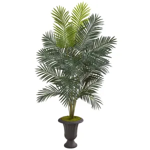 68” Paradise Palm Artificial Plant in Decorative Brown Urn