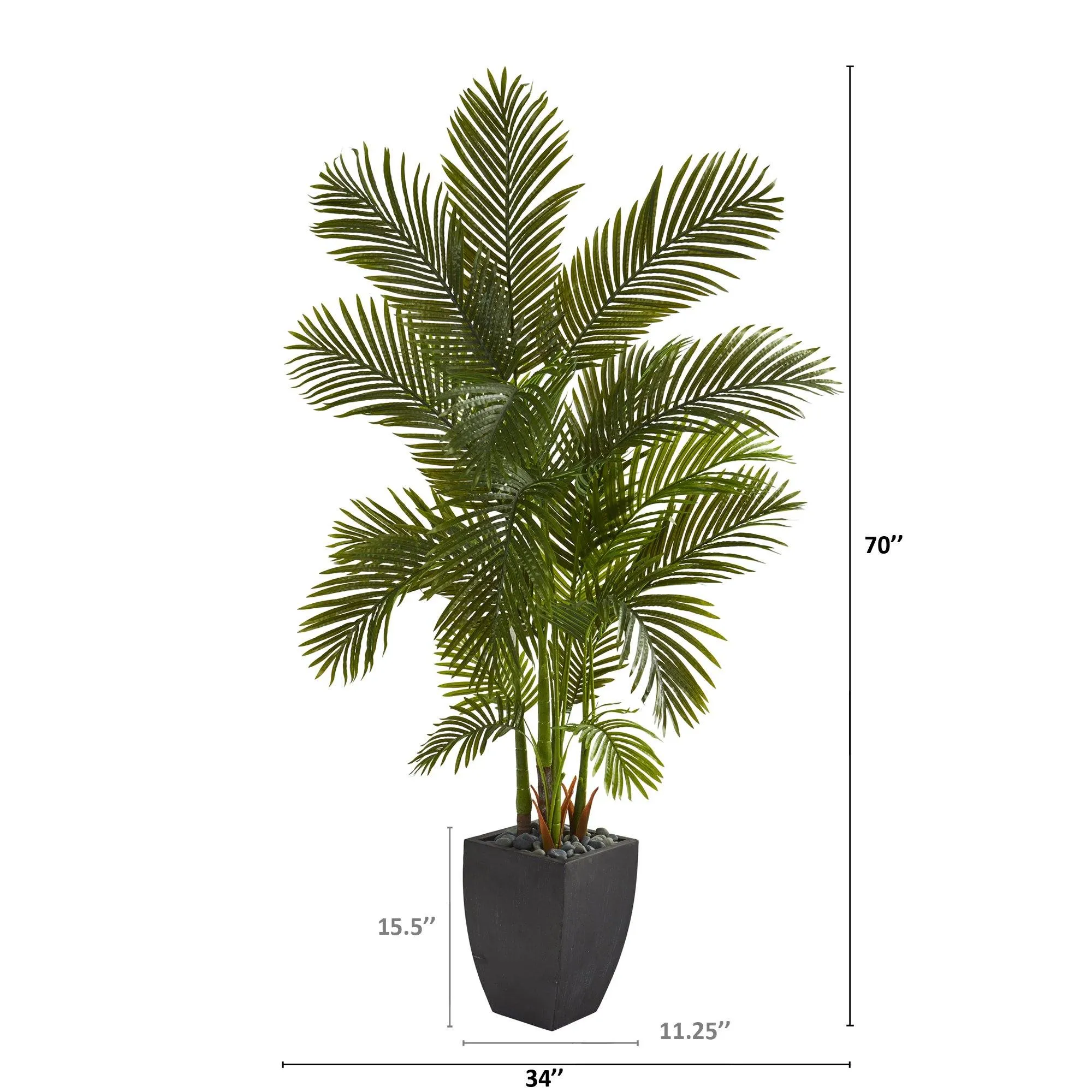 70” Areca Palm Artificial Tree in Black Planter
