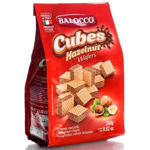 BALOCCO CUBES HAZELNUT WAFERS 250GM POUCH