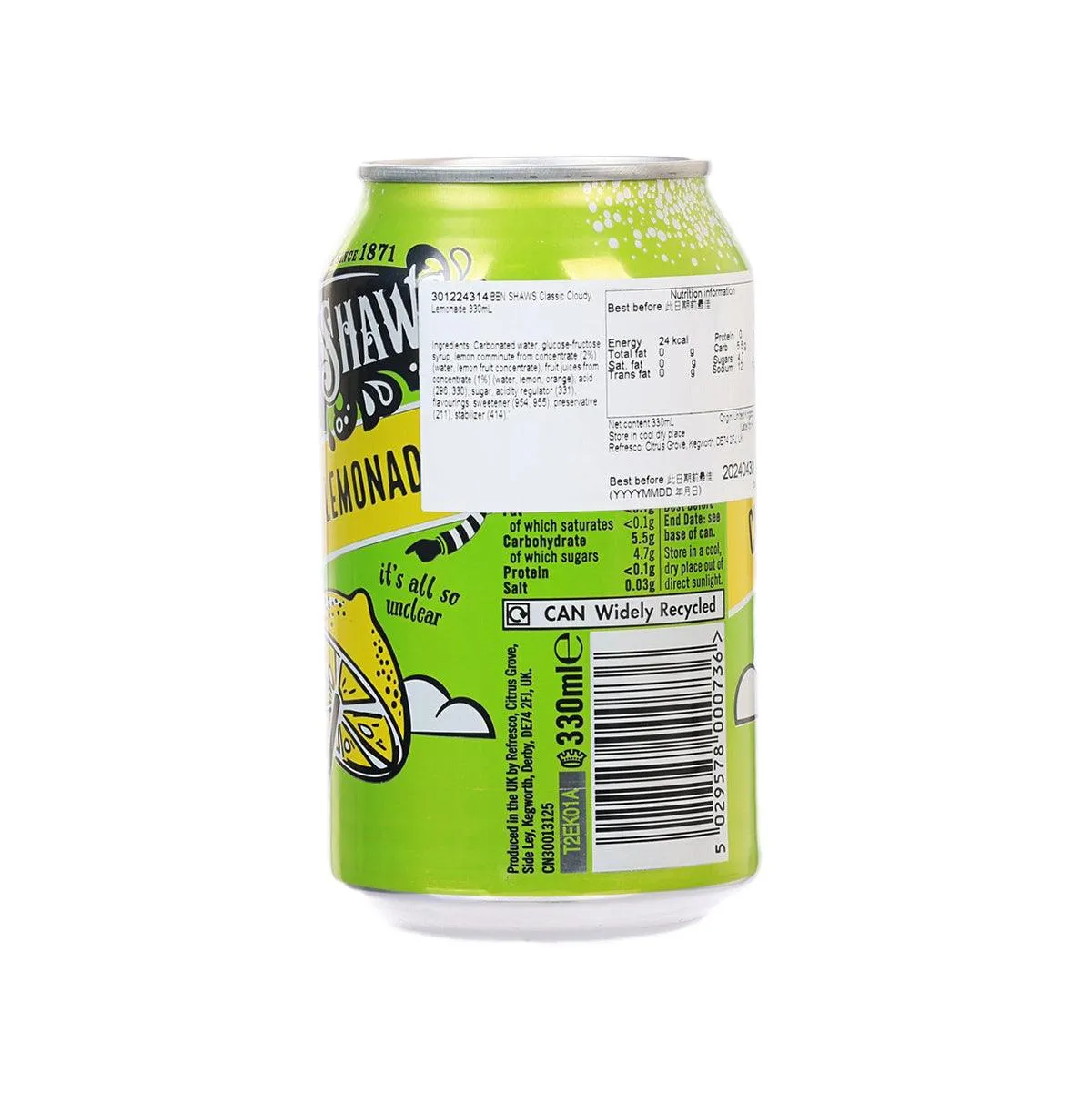 BEN SHAWS Classic Cloudy Lemonade  (330mL)