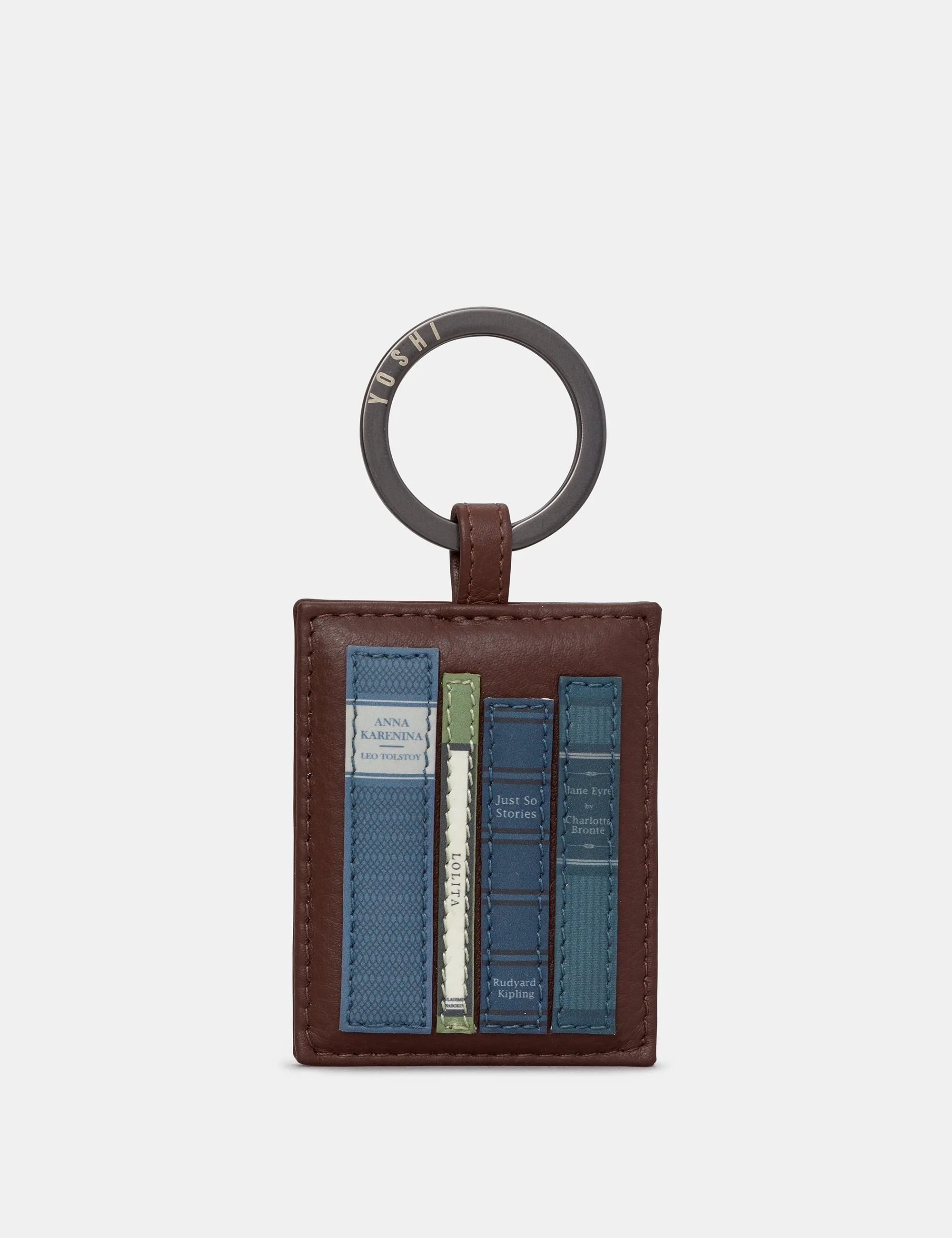 Bookworm Brown Leather Keyring