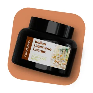 Careberry's Italian Espresso Escape Candle 150g | Natural Soy Wax Candle | Encased in a Stylish Black Matki Design 150g