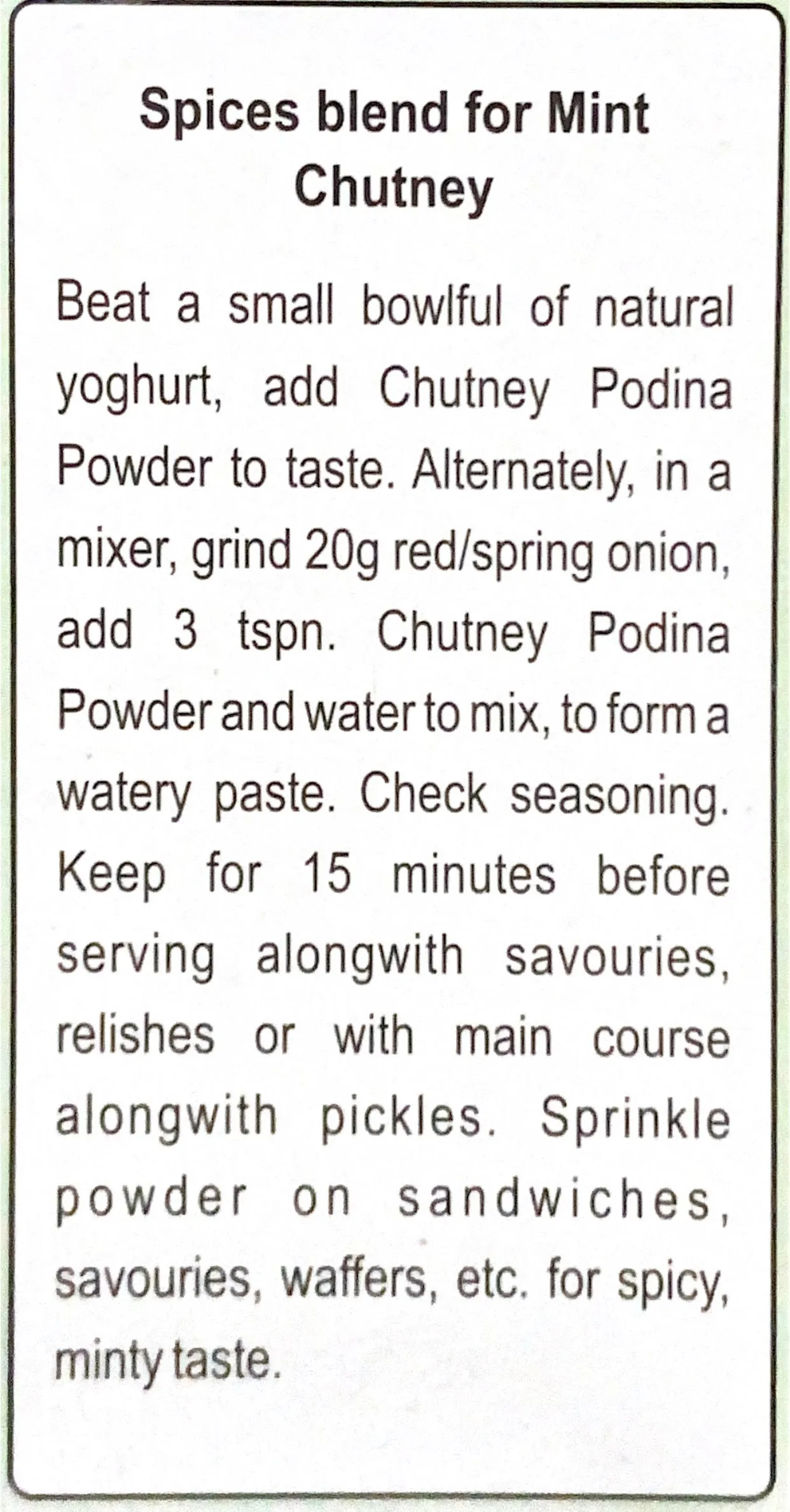 Chutney Podina Masala