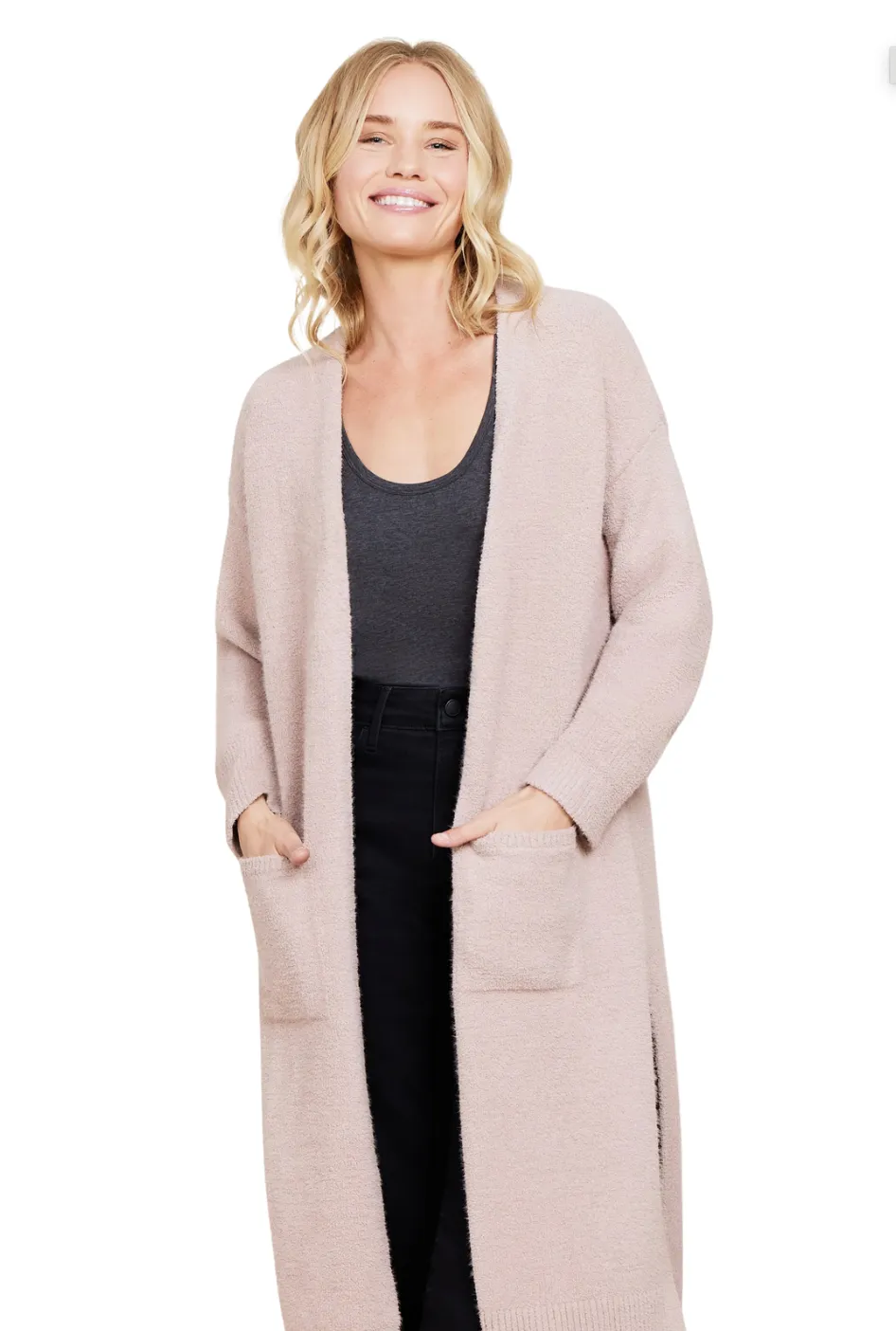 Cozy Chic Luxe High-Slit Cardigan