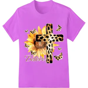 Exotic Sunflower Leopard Print Cross | Bold DTF Transfer
