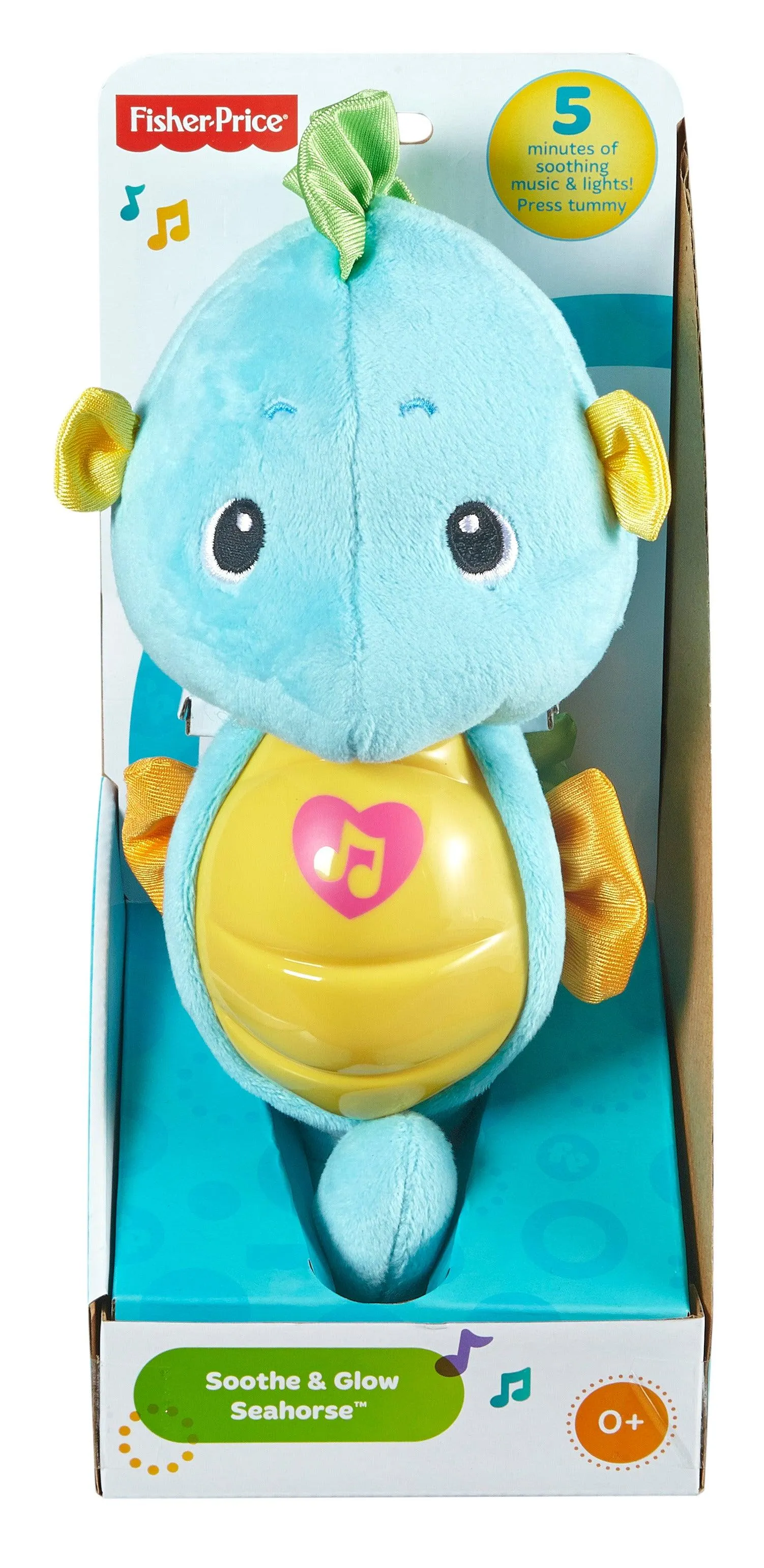 Fisher-Price Soothe & Glow Seahorse - Soothing Toy with Light, Music and Breathing Motion for Infant & Toddlers