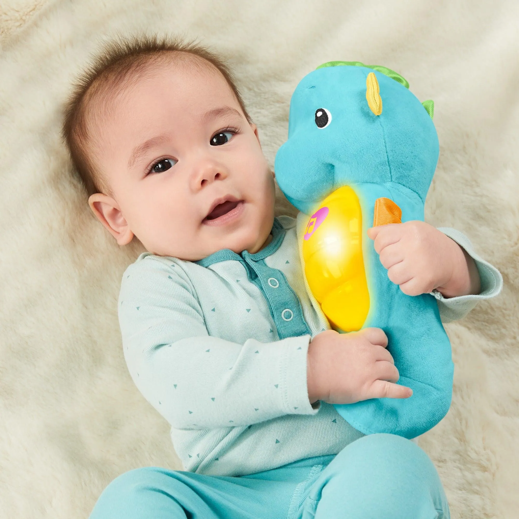 Fisher-Price Soothe & Glow Seahorse - Soothing Toy with Light, Music and Breathing Motion for Infant & Toddlers