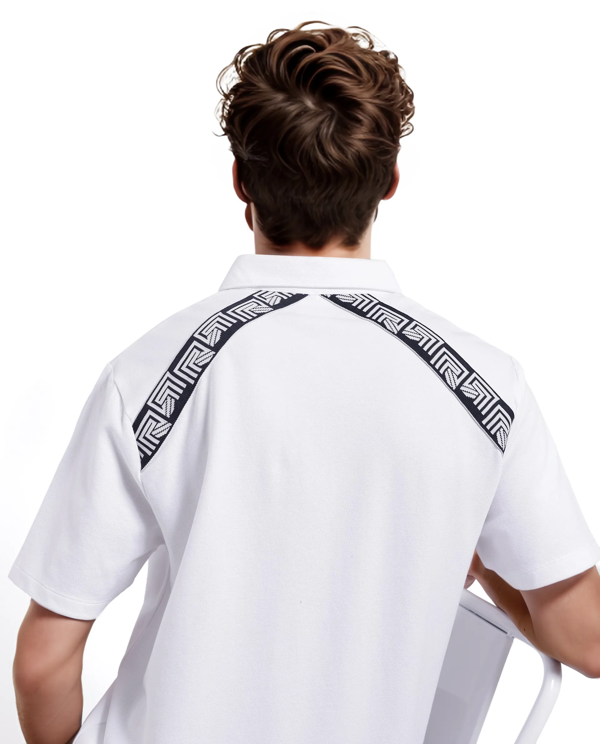 Rare Rabbit Men Yobo White Short Sleeve Collared Neck Button Closure Plain Polo