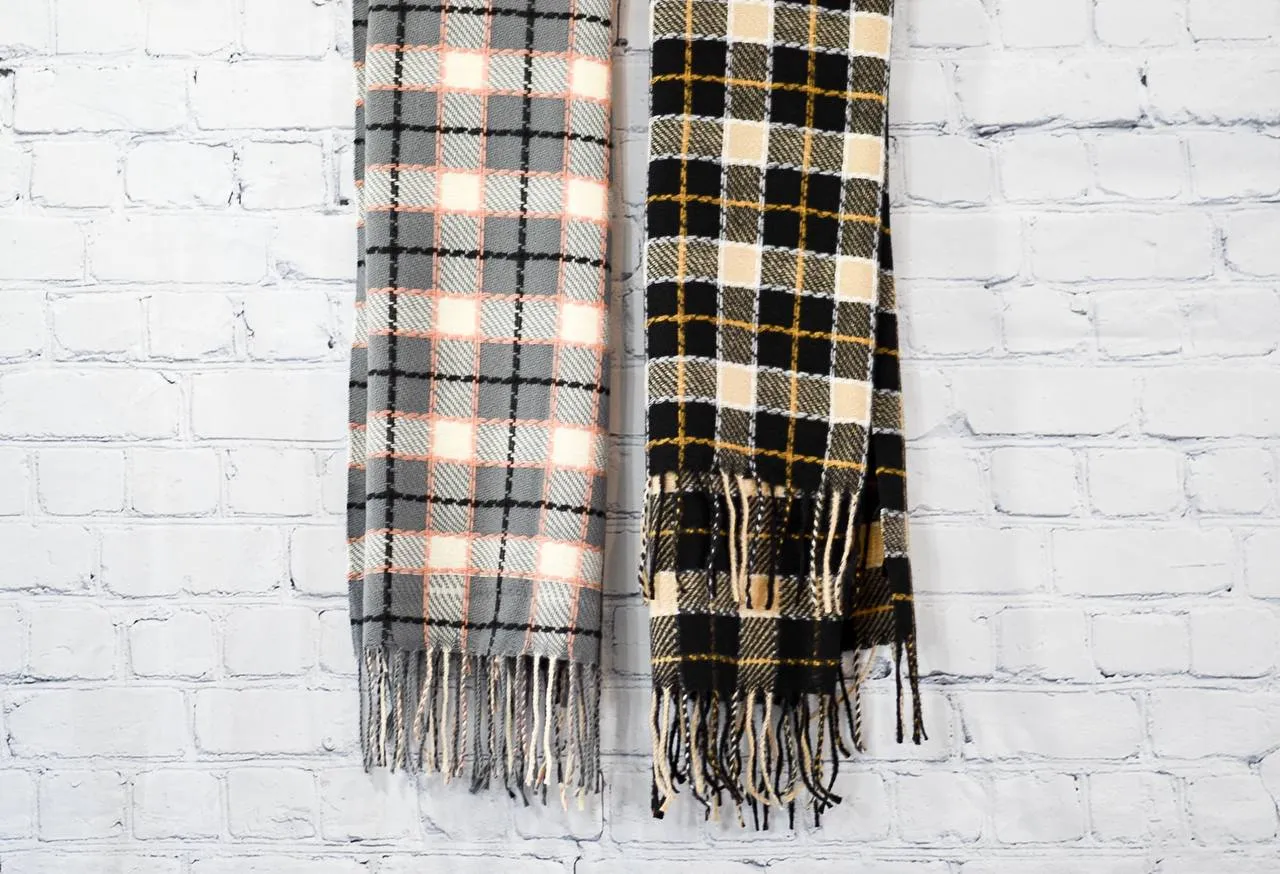 T.U.K. Peach/Gray Plaid Winter Scarf