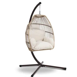 Ubud Outdoor Wicker Egg Pod Chair - Latte