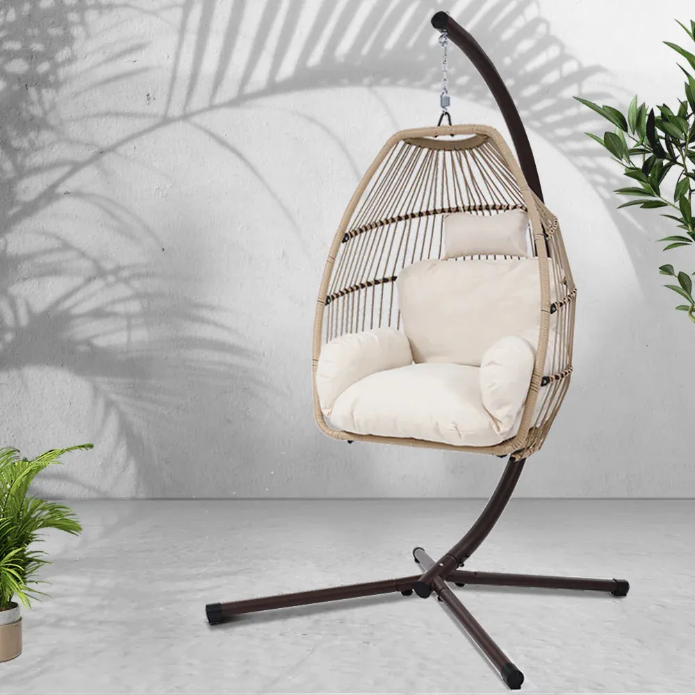 Ubud Outdoor Wicker Egg Pod Chair - Latte