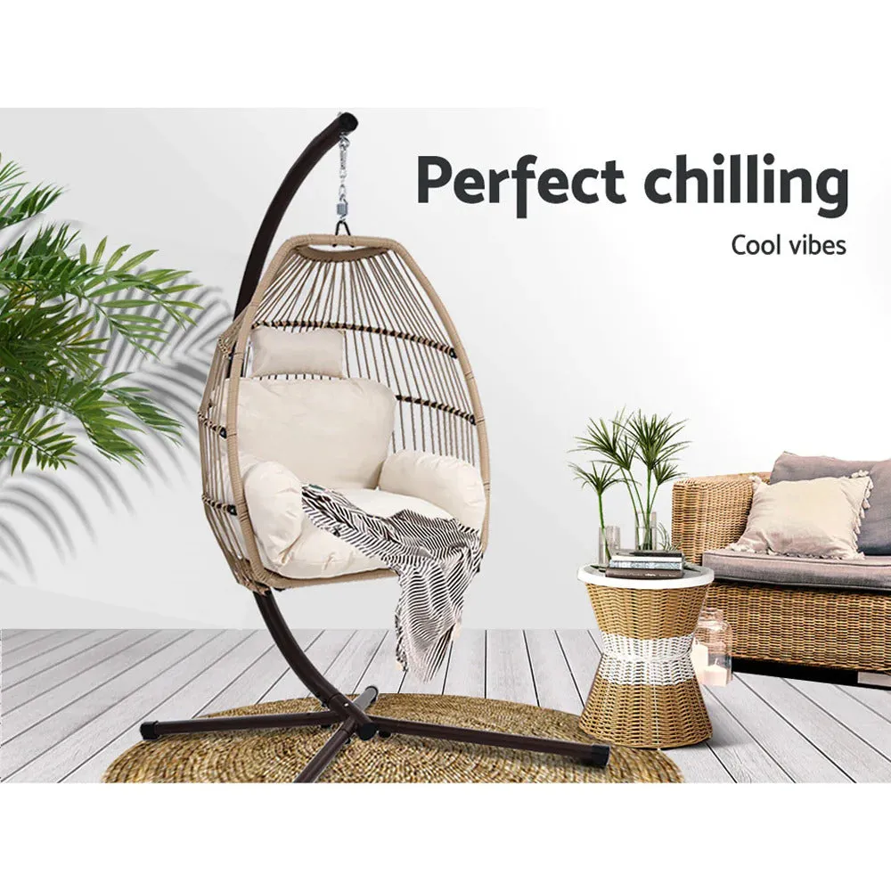 Ubud Outdoor Wicker Egg Pod Chair - Latte
