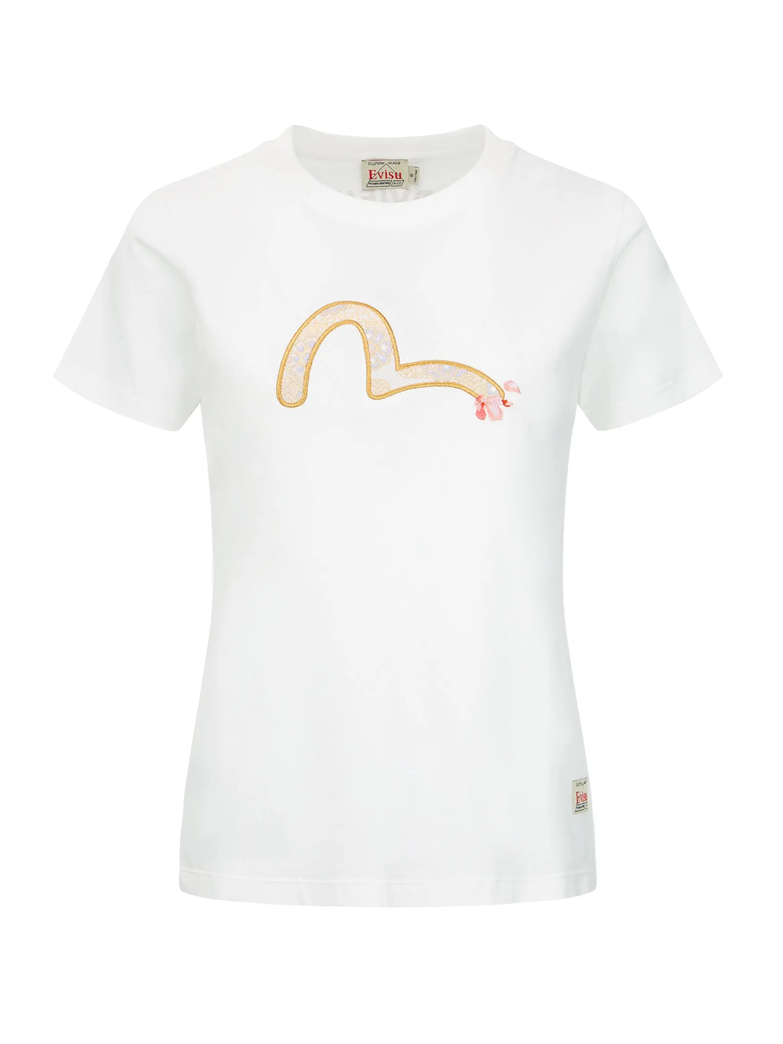 Wave-pattern Seagull Embroidery T-shirt