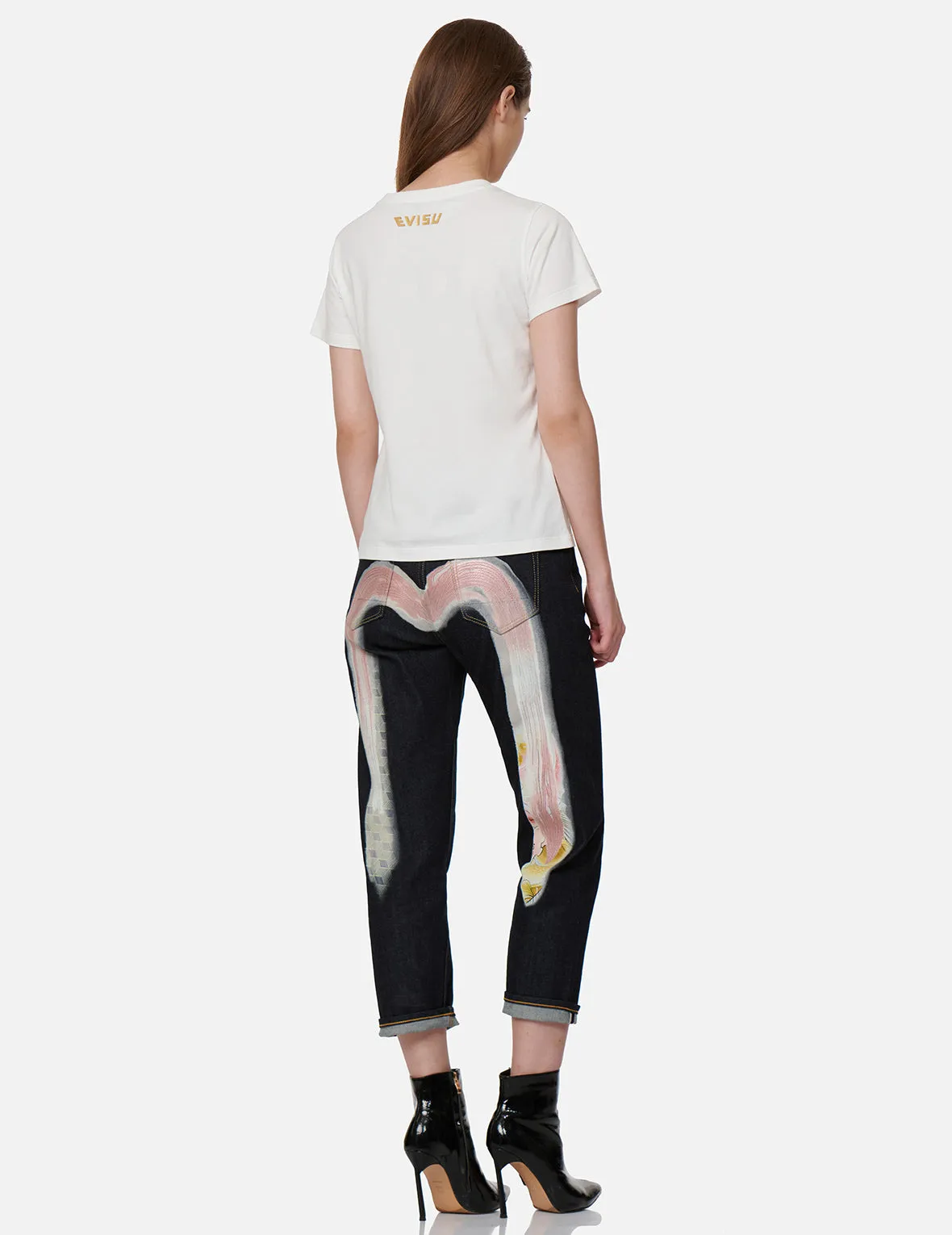 Wave-pattern Seagull Embroidery T-shirt