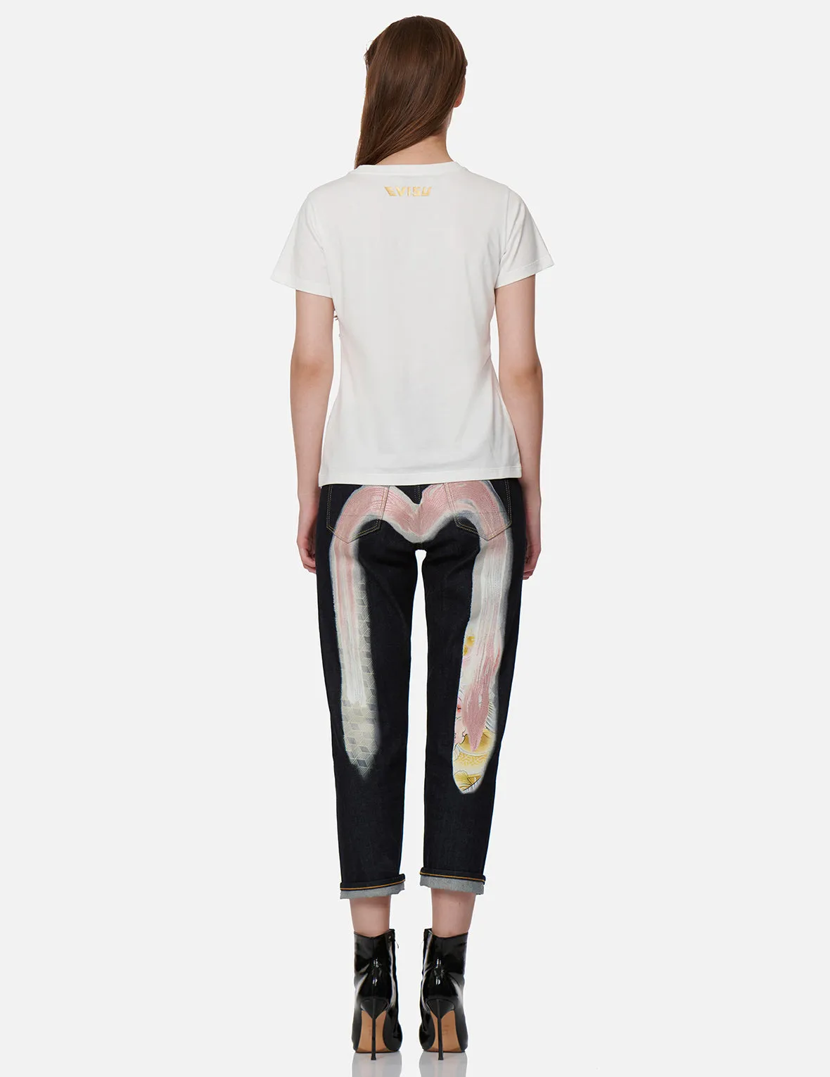 Wave-pattern Seagull Embroidery T-shirt