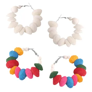 Yellow Chimes Earrings for Women Multicolor Petals Studded 2 Pairs of Hoop Earrings for Women and Girls